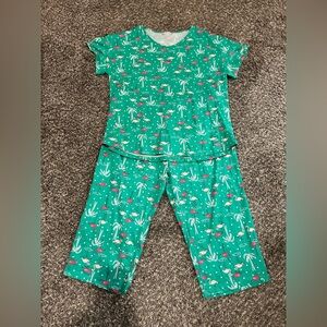 Women's Green Pajama Set with Fun Print